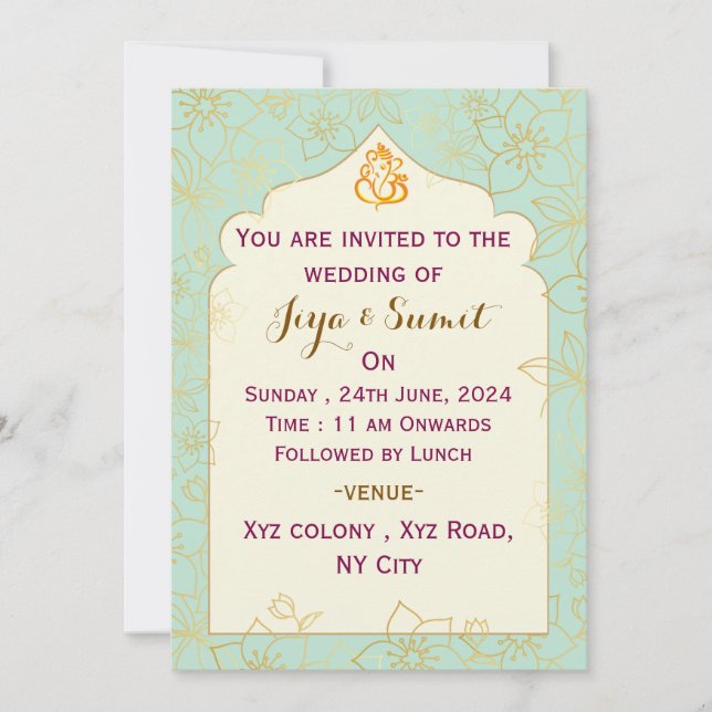 Indian Wedding Invitation Inbjudningar (Framsida)