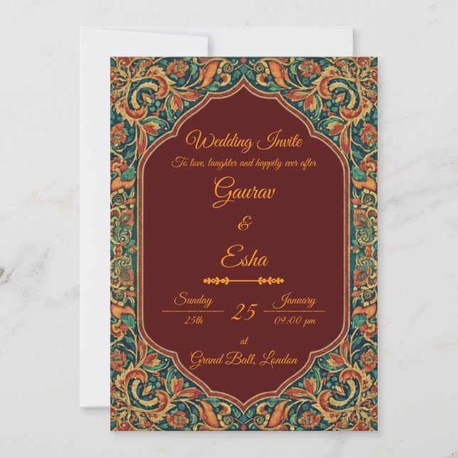 Indian Wedding Invitation (Mughal Version) Inbjudningar (Framsida)