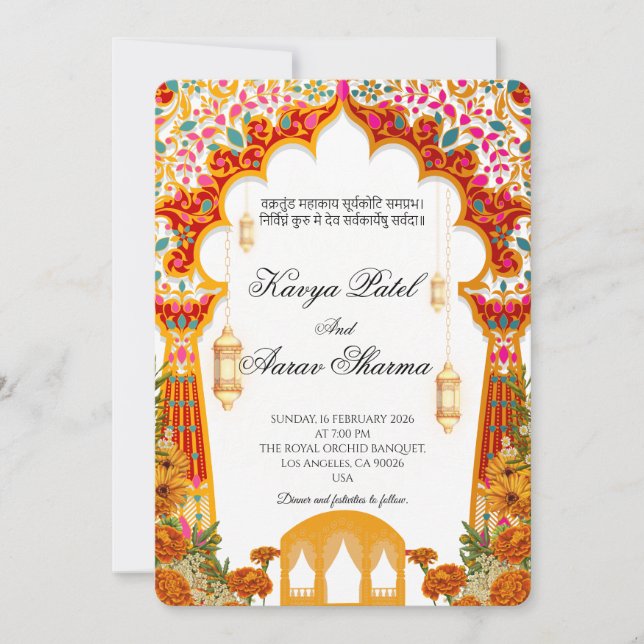 Indian Wedding Invitations for USA Inbjudningar (Framsida)