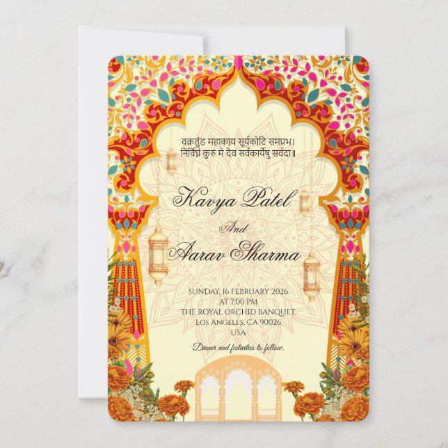 Indian Wedding Invitations for USA Inbjudningar (Framsida)