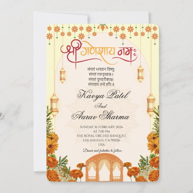 Indian Wedding Invitations for USA Inbjudningar (Framsida)