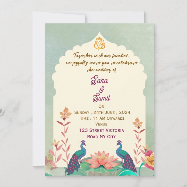 Indian Wedding Invitations  Inbjudningar (Framsida)