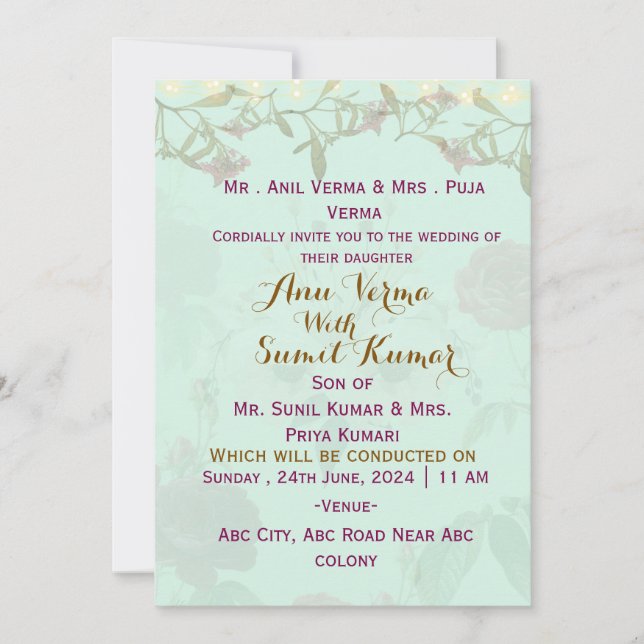 Indian Wedding Invitations  Inbjudningar (Framsida)