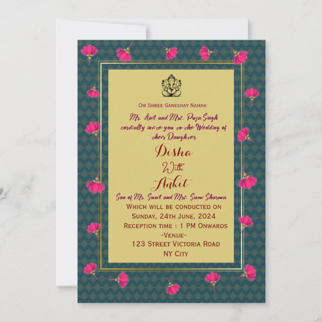 Indian Wedding Invitations  Inbjudningar (Framsida)