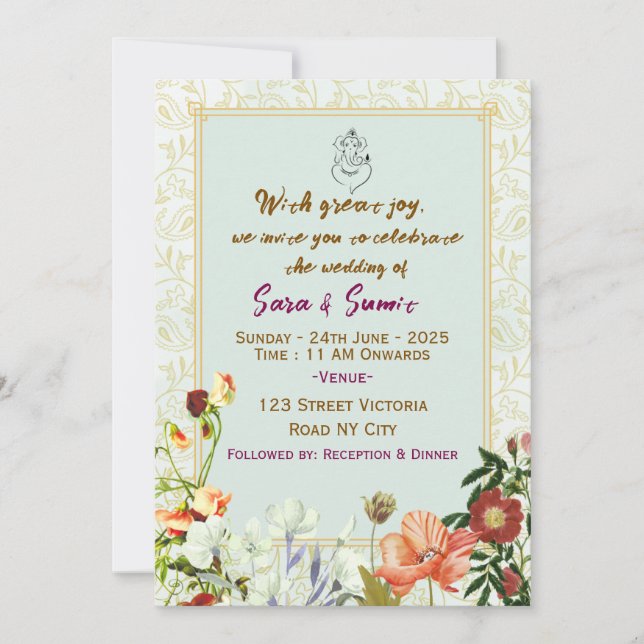 Indian Wedding Invitations  Inbjudningar (Framsida)