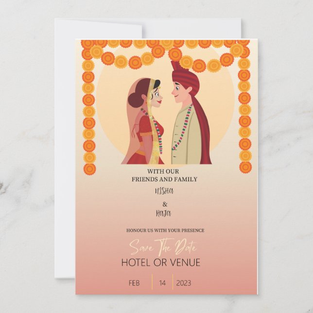 INDIAN WEDDING INVITE BOLLYWOOD INBJUDNINGAR (Framsida)