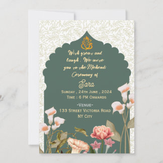 Indian Wedding Mehendi Ceremony Invitations Inbjudningar