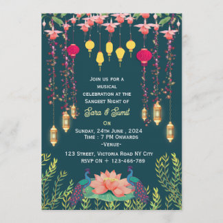 Indian Wedding Sangeet Night Invitations Inbjudningar