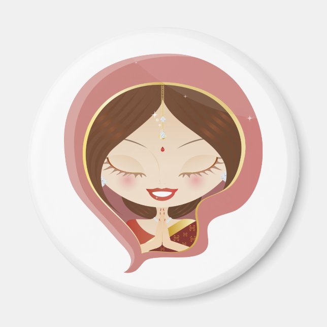 Indian Woman Praying Magnet (Framsidan)