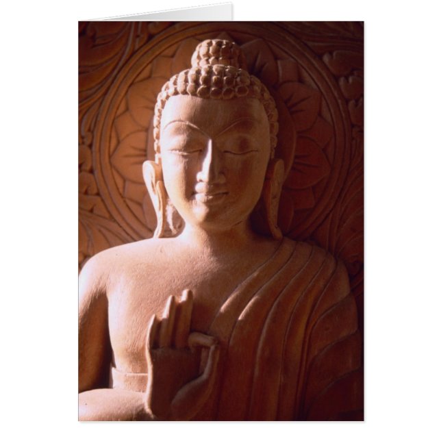 Indian Wooden Carving of Buddha Hälsningskort (Framsidan)