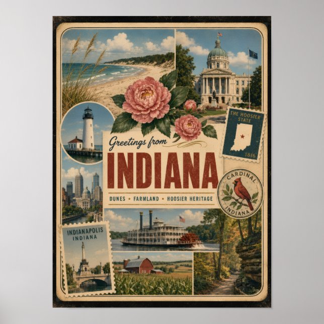 Indiana Äkta Vintage Stil Poster (Framsidan)