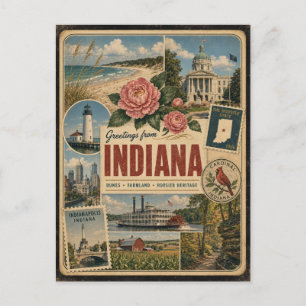 Indiana Äkta Vintage Stil Vykort