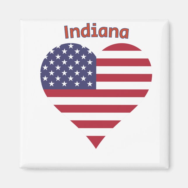 Indiana American Flagga Heart Magnet (Framsidan)