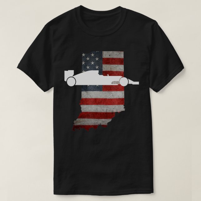 Indiana American Flagga State med Tävling T Shirt (Design framsida)