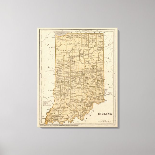 Indiana Atlas Karta Canvastryck (Framsida)