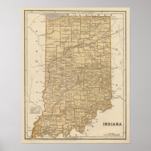 Indiana Atlas Karta Poster