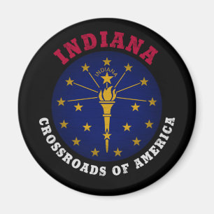 INDIANA CROSSROADS STATLIG FLAGGA MAGNET