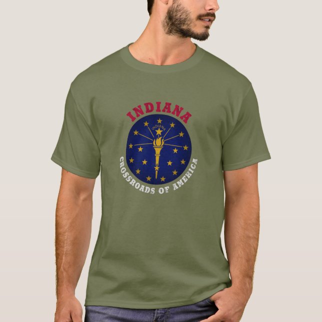 INDIANA CROSSROADS STATLIG FLAGGA T SHIRT (Framsida)