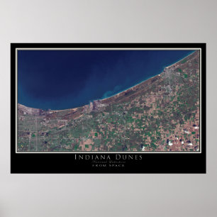 Indiana Dunes National Lakeshore Satellite Karta Poster