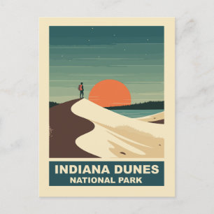 Indiana Dunes National Park Hiker Backpacker Helg Vykort