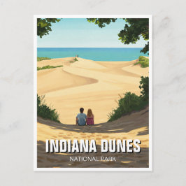 Indiana Dunes National Park Reserärande Par Vykort