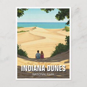 Indiana Dunes National Park Reserärande Par Vykort
