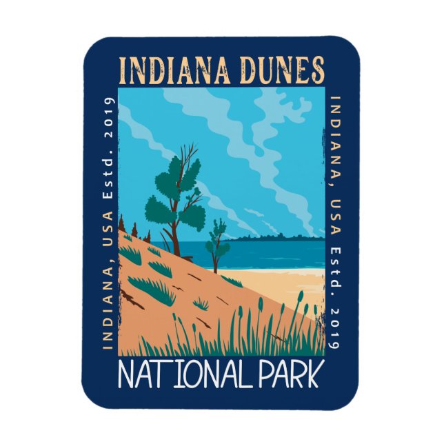 Indiana Dunes National Park Vintage Distress Magnet (Vertikal)