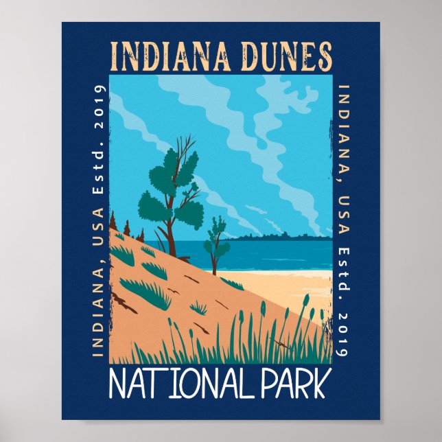 Indiana Dunes National Park Vintage Distress Poster (Framsidan)