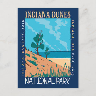 Indiana Dunes National Park Vintage Distress Vykort