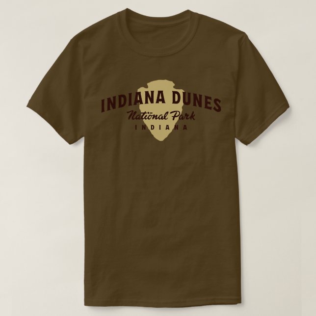 Indiana Dunes nationalpark Arched Text Brown T Shirt (Design framsida)
