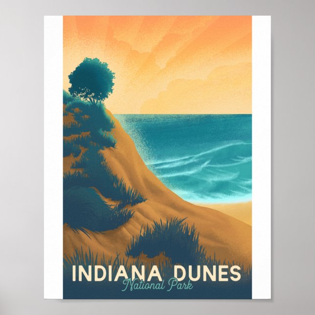 Indiana Dunes nationalpark Litho Artwork Poster (Framsidan)