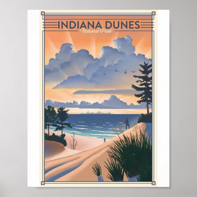 Indiana Dunes nationalpark Litho Artwork Poster (Framsidan)