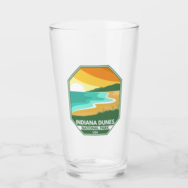 Indiana Dunes nationalpark Minimal Retro Emblem Glaskopp (Framsida)