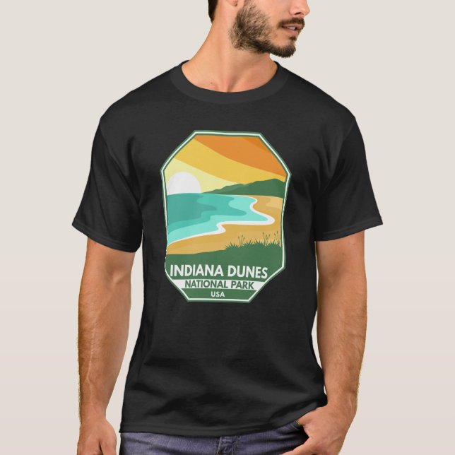 Indiana Dunes nationalpark Minimal Retro Emblem T Shirt (Framsida)