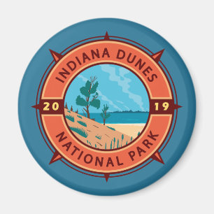 Indiana Dunes nationalpark Retro Compass Emblem Magnet
