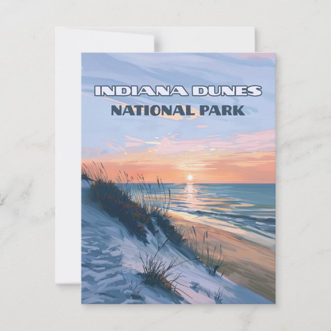 Indiana Dunes nationalpark Sjö Michigan Card (Framsida)