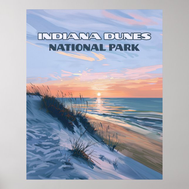 Indiana Dunes nationalpark Sjö Michigan Poster (Framsidan)