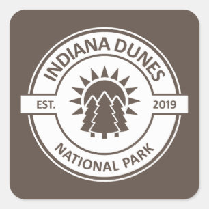 Indiana Dunes nationalpark Sol Träd Fyrkantigt Klistermärke