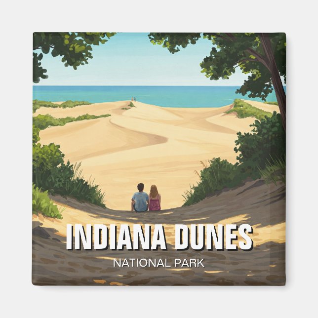 Indiana Dunes nationalpark Travel Couple Magnet (Framsidan)