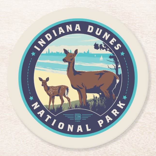 Indiana Dunes nationalpark Underlägg Papper Rund (Framsidan)