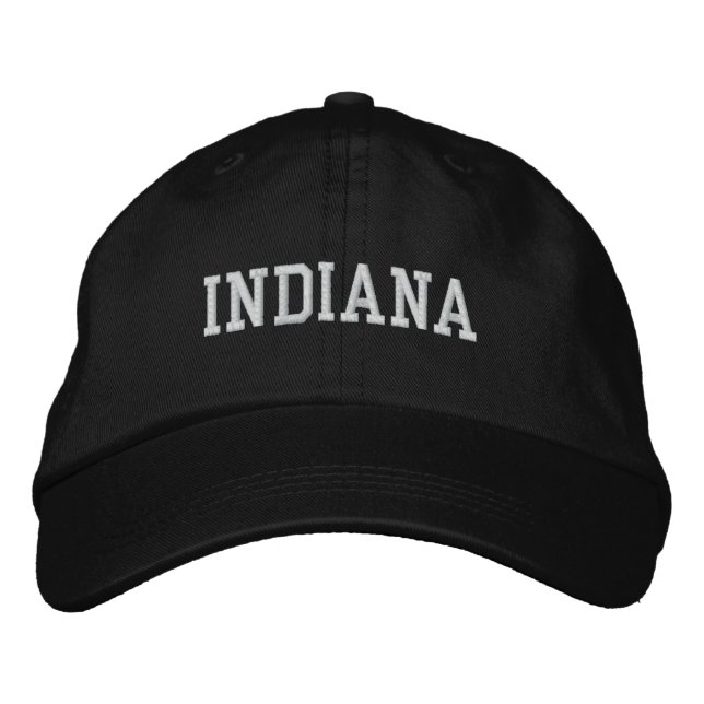 Indiana Embroized Justable Cap Black Broderad Keps (Framsida)