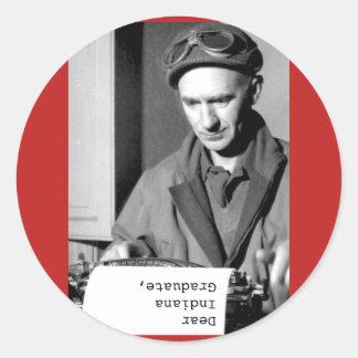 Indiana examen Ernie Pyle skoldekal Runt Klistermärke