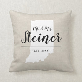 Indiana Family Monogram State Dekorativ kudde