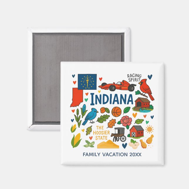 Indiana Family Trip Keepsake Custom Magnet (Front/Back)