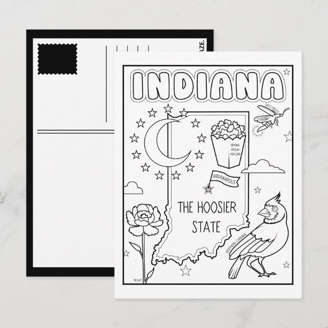 indiana färg me collage vykort (Fram/baksida)