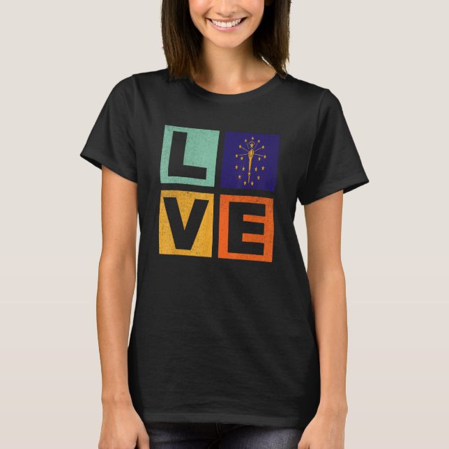 Indiana Flag  Love Indiana T Shirt (Framsida)