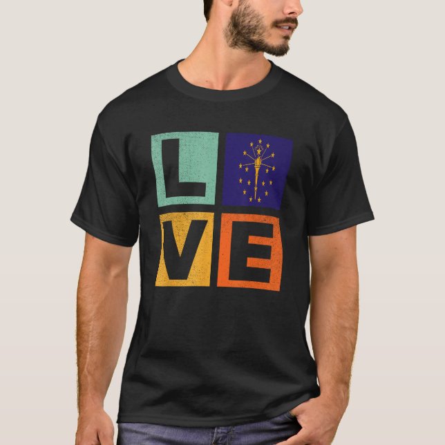 Indiana Flag  Love Indiana T Shirt (Framsida)
