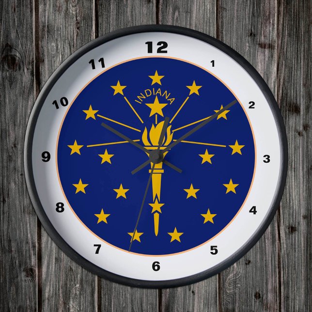 Indiana Flagga & Indiana mode /design USA Rund Klocka (Skapare uppladdad)