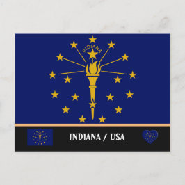 Indiana Flagga & Indiana Stat USA /Amerika Vykort