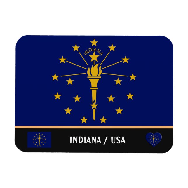 Indiana Flagga & Indiana State /RESU Amerika Magnet (Horisontell)
